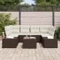 vidaXL Set di divani da giardino da 7 pezzi con cuscini in polirattan marrone