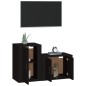 Set Mobili Porta TV 2 pz Nero in Legno Multistrato Set Mobili Porta TV 2 pz Nero in Legno Multistrato