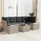 vidaXL Set di divani da giardino 7 pezzi con cuscini in rattan sintetico grigio chiaro.
