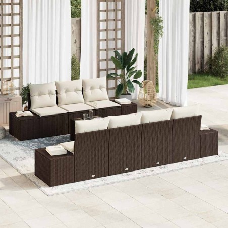 vidaXL Set di divani da giardino da 8 pezzi con cuscini in rattan sintetico marrone