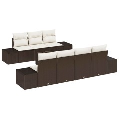 vidaXL Set di divani da giardino da 8 pezzi con cuscini in rattan sintetico marrone