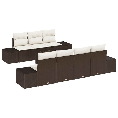 vidaXL Set di divani da giardino da 8 pezzi con cuscini in rattan sintetico marrone