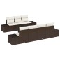 vidaXL Set di divani da giardino da 8 pezzi con cuscini in rattan sintetico marrone vidaXL Set di divani da giardino da 8 pezzi con cuscini in rattan sintetico marrone