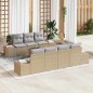 vidaXL Set Divano da Giardino da 8 Pezzi con Cuscini Beige in Rattan Sintetico