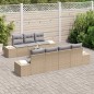 vidaXL Set Divano da Giardino da 8 Pezzi con Cuscini Beige in Rattan Sintetico