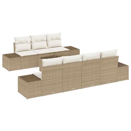 vidaXL Set di divani da giardino 8 pezzi con cuscini beige in rattan sintetico