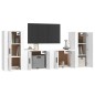 Set di Mobili Porta TV 4 pz Bianco in Legno Multistrato Set di Mobili Porta TV 4 pz Bianco in Legno Multistrato