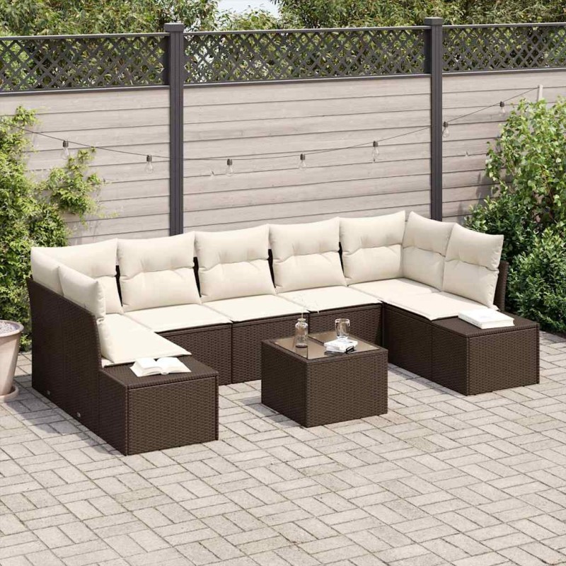 vidaXL Set di Sofà da Giardino 8 Pezzi con Cuscini in Rattan Sintetico Marrone