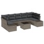 vidaXL Set di divani da giardino 8 pezzi in polirattan grigio con cuscini