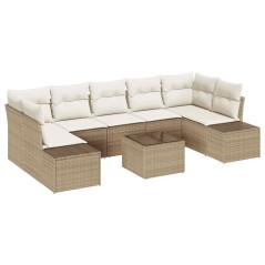 vidaXL Set divano da giardino 8 pezzi con cuscini Beige in rattan sintetico