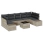 vidaXL Set da giardino 8 pezzi con cuscini in polirattan grigio chiaro
