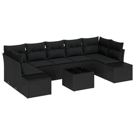 vidaXL Set di divani da giardino 8 pezzi con cuscini in rattan sintetico nero