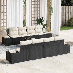 vidaXL Set di divani da giardino 9 pezzi con cuscini in rattan sintetico nero