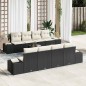 vidaXL Set di divani da giardino 9 pezzi con cuscini in rattan sintetico nero