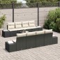 vidaXL Set di divani da giardino 9 pezzi con cuscini in rattan sintetico nero