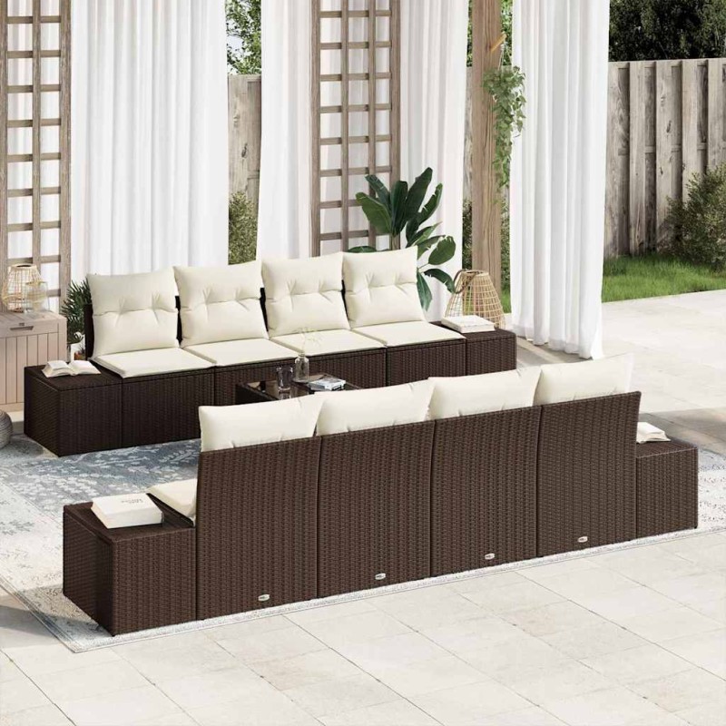 vidaXL Set Giardino 9 Pezzi con Cuscini Marroni in Rattan Sintetico vidaXL Set Giardino 9 Pezzi con Cuscini Marroni in Rattan Sintetico