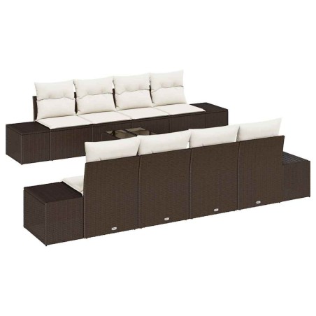 vidaXL Set Giardino 9 Pezzi con Cuscini Marroni in Rattan Sintetico