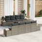 vidaXL Set di divani da giardino 9 pezzi con cuscini in polirattan grigio