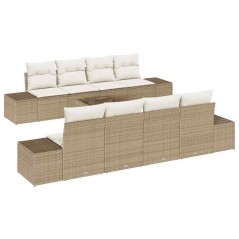 vidaXL Set Divano da Giardino 9 Pezzi con Cuscini Beige in Rattan Sintetico