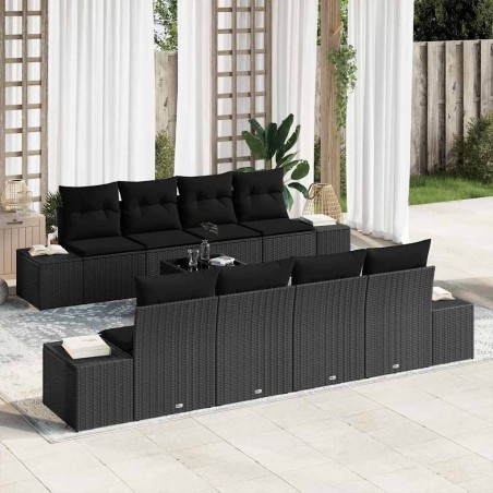vidaXL Divano 6 pcs Nero 294 x 62 x 69 cm polyrattan