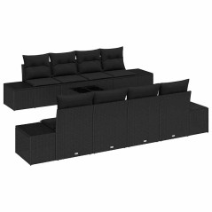 vidaXL Divano 6 pcs Nero 294 x 62 x 69 cm polyrattan