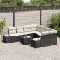 vidaXL Set da Giardino a 9 Pezzi con Cuscini in Rattan Sintetico Nero