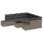 vidaXL Set di divani da giardino 9 pezzi con cuscini in rattan sintetico grigio.