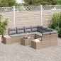 vidaXL Set di Divani da Giardino - 9 Pezzi, Cuscini Beige in Rattan Sintetico