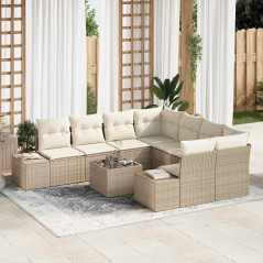 vidaXL Set Giardino 9 Pezzi con Cuscini Beige in Rattan Sintetico