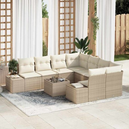 vidaXL Set Giardino 9 Pezzi con Cuscini Beige in Rattan Sintetico