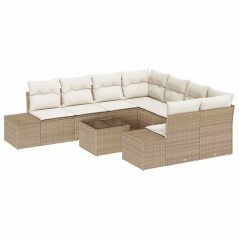 vidaXL Set Giardino 9 Pezzi con Cuscini Beige in Rattan Sintetico