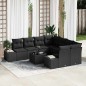 vidaXL Set da Giardino 7 Pezzi con Cuscini in Rattan Polyrattan Nero