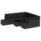 vidaXL Set da Giardino 7 Pezzi con Cuscini in Rattan Polyrattan Nero