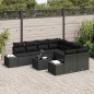 vidaXL Set da Giardino 7 Pezzi con Cuscini in Rattan Polyrattan Nero
