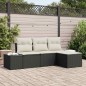 vidaXL Set di Divani da Giardino in 4 Pezzi con Cuscini in Rattan Nero