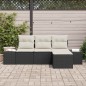 vidaXL Set di Divani da Giardino in 4 Pezzi con Cuscini in Rattan Nero
