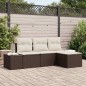 vidaXL Set di divani da giardino in 4 pezzi con cuscini in rattan sintetico marrone
