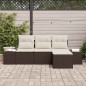 vidaXL Set di divani da giardino in 4 pezzi con cuscini in rattan sintetico marrone