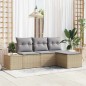 vidaXL Set da Giardino , 4 Pezzi con Cuscini Beige in Rattan Sintetico