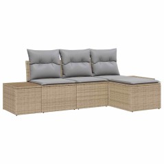 vidaXL Set da Giardino , 4 Pezzi con Cuscini Beige in Rattan Sintetico