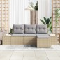 vidaXL Set da Giardino , 4 Pezzi con Cuscini Beige in Rattan Sintetico
