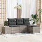 vidaXL Set Divano da Giardino 4 Pezzi con Cuscini Grigio Chiaro in Polyrattan