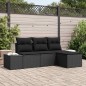 vidaXL Set divani da giardino 4 pezzi con cuscini in rattan sintetico nero.