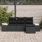 vidaXL Set divani da giardino 4 pezzi con cuscini in rattan sintetico nero.