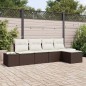 vidaXL Set da giardino di divano a 5 pezzi con cuscini in rattan sintetico marrone