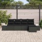 vidaXL Set di divani da giardino 5 pezzi con cuscini neri in rattan