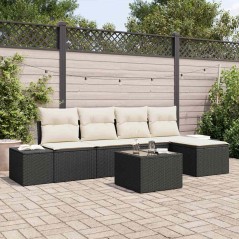 vidaXL Set Divano da Giardino 6 Pezzi con Cuscini Marroni in Rattan Sintetico.