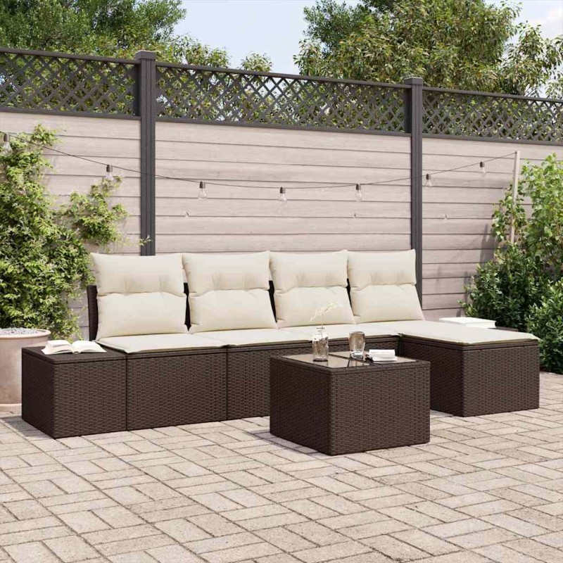 vidaXL Set di divani da giardino 5 pezzi di con cuscini, grigio, in rattan sintetico
