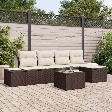vidaXL Set di divani da giardino 5 pezzi di con cuscini, grigio, in rattan sintetico