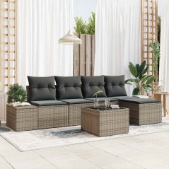 vidaXL Set da giardino in 5 pezzi con cuscini neri in rattan sintetico